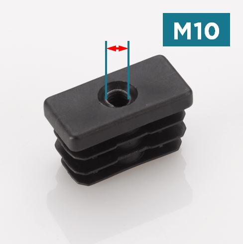 Rectangular Threaded Tube Inserts for Feet | M10