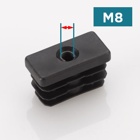 Rectangular Threaded Tube Inserts for Feet | M8